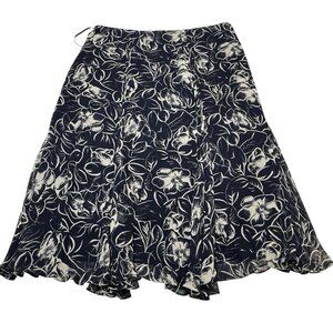 Lauren Ralph Lauren‎ Skirt Womens 16W Blue Floral Silk Maxi Lined Cottage Boho